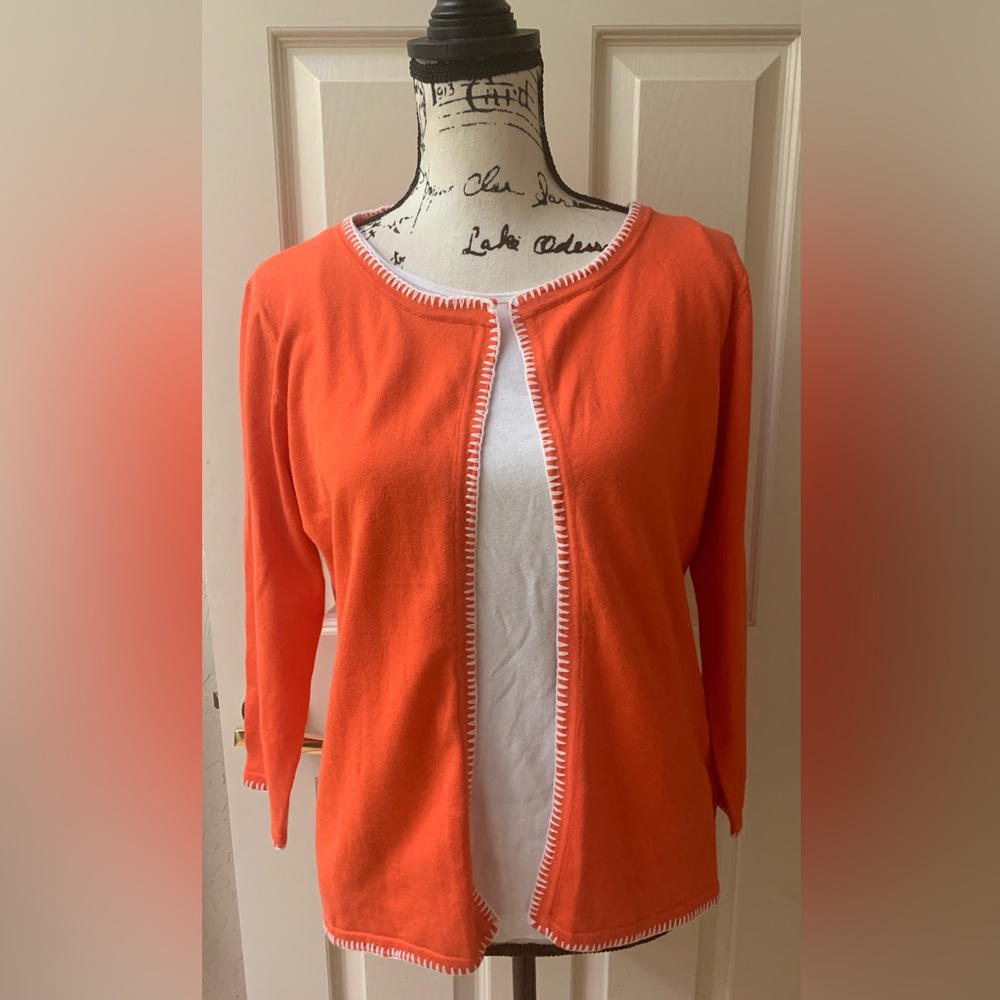 Vintage Bushwacker Orange Open Front Women's Cardigan